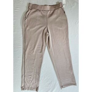 Elie Tahari Women's Beige Straight Leg Activewear Pants L Blended Pockets